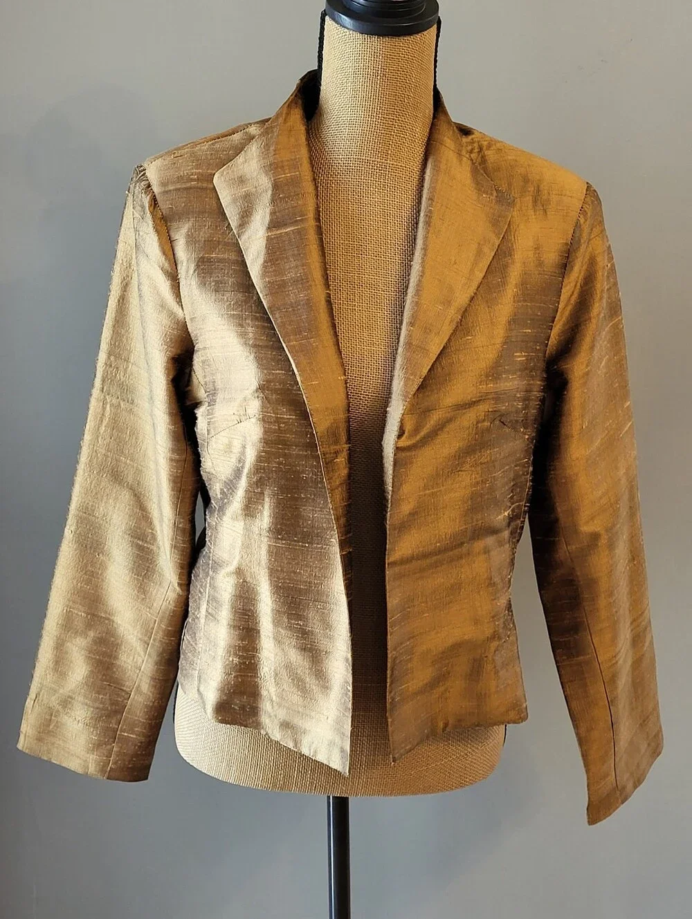 Bleu Bayou Ochre Silk Open Jacket Small